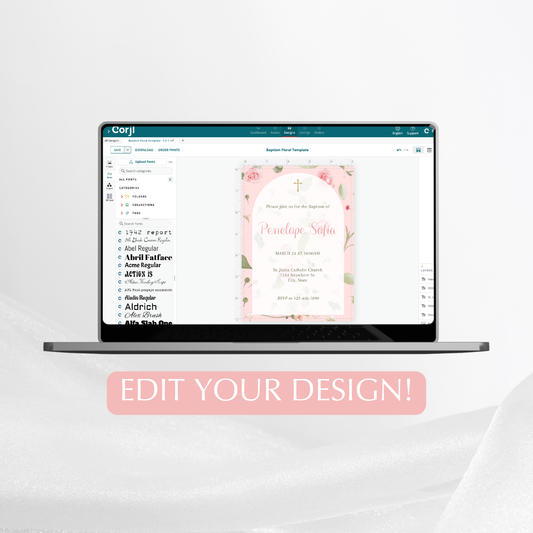 Floral Baptism Invitation